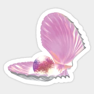 Beautiful Pink Pearl In A Shell Sticker